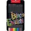 Faber-Castell 116413 Black Edition 12 Matite Colorate, Astuccio in Metallo, Resistenti alla Rottura e Impugnatura Ergonomica, Valigetta Colori per Colorare su Carta Chiara e Scura