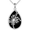 YFN Collana con dente di leone, in argento Sterling e nero tormalina, con ciondolo a forma di dente di leone, per regali da donna