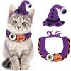 Kunyeah Halloween Pet Costume Set per Gatti Piccolo Cane Regolabile Maglia Cappello Sciarpa Zucca & Strega Stampa Cucciolo Bavaglino Carino Crochet Cat Collare Cap Pet Abbigliamento Outfit