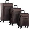 FERGÉ set di 3 valigie viaggio Calais - bagaglio morbido leggera 3 pezzi valigetta 4 ruote girevole marrone