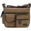 FANDARE Borse a spalla da Uomo,Borse Messenger di tela, Borse per 7.9'' tablet, Unisex Borsa a tracolla, Per lavoro e scuola Marrone