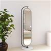DEGHI Specchio da terra 45x175h cm girevole in metallo nero con ripiano e appendiabiti - Garil