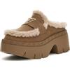 GUESS Mocassini da piattaforma con fodera in pelle sintetica, suola spessa, colore marrone, beige, 39 EU