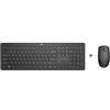 HP - Pack tastiera e mouse wireless 230 | Connessione USB 2.4 GHz | Nero | Tastiera silenziosa | Mouse compatto | fino a 1.000 ore batteria