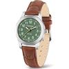 PINIDOUS Orologio per Donna Orologi Analogici al Quarzo Mini Orologio da Donna Elegante Facile Lettura Impermeabile Cinturino in Pelle Stile Classico Semplice Elegante Orologi da Polso da Donna (Verde Marrone)