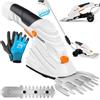 MASKO® Set di cesoie per erba con batteria 7,2 V, 2000 mA/h, tagliasiepi elettrico da giardino, con caricabatterie, guanti, coltello per erba, lama e manico telescopico, 90-130 cm, con ruote
