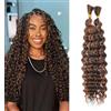 YYQXZG 100g Deep Wave Ombre Braiding Hair No Weft Water Wave Hair Curly Bulk Deep Wave Crochet Braiding Hair Extentions 2 Bundles for Boho Braids (P4/30, 16inch)