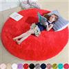 Amdrebio - Tappeto rotondo rosso per camera da letto, soffice tappeto circolare 1,5 x 1,5 m, per camera dei bambini, tappeto peloso circolare shaggy per camera dei bambini