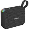 Kenwood AS-60BT-B Speaker Bluetooth Portatile 5W con TWS Stereo, IPX7 Waterproof, Radiatore Passivo, Effetto LED, Batteria Ricaricabile fino a 8,5h, design compatto e leggero, connessione 10m, Nero