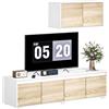 HOMCOM Set 2 Pezzi in Truciolato, Mobile TV max 70" 160x39x43 cm e Mobile Multiuso a Parete 80x35x40 cm