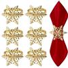 Valicaer 6 PCS Anelli Portatovagliolo Natalizi, Portatovaglioli in Oro Natale per Uso Domestico Tovagliolo,Squisito Fiocchi di Neve Tovaglioli Anello per Natale Feste Decorazione da Tavolo