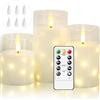 Cnulenzt Candele LED senza fiamma, alimentate a batteria con catena di luci a LED incorporata, con telecomando e timer, per matrimonio, decorazione domestica, set da 3