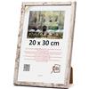 3-B MEGA - Cornice portafoto in legno, colore bianco vintage (Rustical con venature del legno visibili), 20 x 30 cm, con vetro acrilico