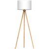 tomons Lampada da Terra LED Piantana Retro Vintage Lampada da pavimento Lampada a Stelo in Legno Treppiede, Paralume Classico, con Rimovibile per Soggiorno, Camera