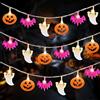 Kimuwote Catena luminosa per Halloween, 3 metri, 30 LED, a batteria, zucche viola, pipistrelli, fantasmi bianchi, per esterni, feste, giardini, Halloween