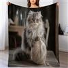 GSAEIMCT Coperta Bianco Simpatico Gatto Persiano Soffice Morbida E Calda Plaid Con Stampa Animali Da Stanza Trapunta Per Divano Adolescenti E Adulti 100X130Cm