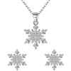 Clearine Parure Gioielli 925 Argento Zirconia cubica Amabile Fiocco di neve Pendente Collana Stud Orecchini Set Trasparente