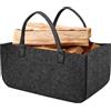 MOVYEE Borsa in Feltro per Legna da Ardere, XL 60L/30L,Porta Legna da Interno,Cesto Portabiancheria (Stile 3)