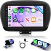 Rimoody 2G+64G Wireless Carplay Android Autoradio per Fiat 500X 2014-2020 9 Pollici Touchscreen Autoradio 2 Din con Android Auto GPS Navi WiFi Mirror Link Bluetooth FM/RDS/EQ/USB/SWC Telecamera Posteriore