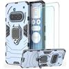 DERHAN Cover per Nothing Phone 3a con 2 Pezzi Vetro Temperato, Custodia Protettiva Resistente Antiurto Robusta Case con Supporto - Marino