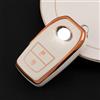 Car Passion Cover Guscio Chiave TPU Lucida Compatibile Con Toyota Yaris Aygo RAV4 Avensis Auris C-HR Land Cruiser Silicone 2 Tasti Custodia Protezione Telecomando Auto Dorato (Bianco - Oro)