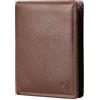 Lavalen Portafoglio Uomo Pelle Vera - Portamonete Uomo Elegante con Blocco RFID - Porta Carte di Credito Grande Verticale - Wallet for Men -Portafoglio Slim con Portamonete -Idee Regalo Papá, Marrone