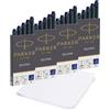 Parker Quink - Set di 20 ricariche per penna stilografica, con panno, inchiostro blu, con panno per la pulizia