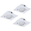 Eglo Set da 3 faretti LED da incasso Pineda, faretti LED in plastica, 3 lampade da incasso LED bianche, faretti LED piatti e orientabili, set faretti LED luce calda, LxP 8,4 cm