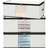 Cozary 3 Pezzi 60L Contenitori Sottoletto, Pieghevole Scatole per Vestiti, Scatole per Armadio con Finestra Trasparente, Contenitori per Armadio Salvaspazio per Vestiti, Coperte, Biancheria da Letto