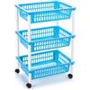 DRW Verdulero Carrello Cucina 3 cestini PVC Blu 40x30x61.5 cm