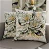 PETTI Artigiani Italiani - Coppia di Federe Cuscino 35x35 cm in Microfibra, Cuscini Arredo Camera da Letto, Divano, Salotto, Set 2 Fodere Copricuscino, Federa Floreale Salvia, 100% Made in Italy