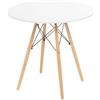 DRW Tavolo rotondo in MDF bianco e naturale