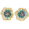 NIKKY HOME 2 pomelli per porte e cassetti, mobili a forma di fiore, eleganti e in stile reale, in metallo, colore verde e giallo