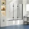VEVOR Porta Doccia Pieghevole per Vasca da Bagno Senza Telaio, Porta Robusta a Tre Ante, in Vetro Temperato Girevole Pieghevole a 180°, per Vasca da Bagno, Colore Nero 1295 x 1422 mm