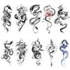 Qiwenr 10 Fogli Tatuaggi Temporanei Drago, Drachenform Totem Tatuaggi, Dragon Temporary Tattoo, per Halloween, Cosplay, Feste, Pasqua, Concerti, di Lunga Durata, 21 * 11cm