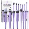 EIGSHOW Set di Pennelli per Make-up,15 Pezzi MUA PRO Serie Pennelli Professionali con Setole a Ioni d'Argento per Fondotinta,Polvere,Illuminante,Correttore,Eyeliner,Set Regalo per Viaggi(Viola Opaco)
