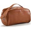 Pazzlas Borsa da toilette da donna in finta pelle, borsa da toilette da viaggio con manico, borsa da trucco portatile impermeabile, borsa da trucco grande da donna, Marrone, Borsa portaoggetti
