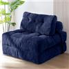 MAXYOYO Divano letto pieghevole convertibile, cuscino, materasso con supporto schiena, sedia portatile, comodo da pavimento, per soggiorno e camera da letto, blu navy