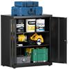 LVSTEEL Armadio Multifunzionale con Serratura, Armadietto 2 Ante, Armadio Ufficio, Dotato di 2 Ripiani Regolabili in Altezza, Nero, 91.5×80×40 cm