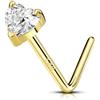 OUFER Body Piercing Nose Piercing Jewellery 22G L Bend Shape Nose Studs 14k Gold Nose Bar Pin Heart CZ Nose Jewellery 0.6MM Nose Rings Nose Stud