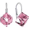 SILVEGO Orecchini cubo rosa cristallo Swarovski® argento Sterling 925