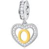 GLOWDAS Lettera O Charms Iniziale Collana Ciondolo, 18k Placcato Oro Letra o, 925 Argento Sterling Cuore Alfabeto Ciondoli CZ Perline, Fit Pandora Braccialetto Originale, Regali per Sposato/Madrina/Nonni