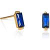 namana Delicati Orecchini Donna in Argento 925 Placcato Oro con Zirconi Blu, Orecchini Piccoli Donna a Taglio Baguette, Mini Orecchini Oro per Donna e Ragazza, Orecchini Blu Zaffiro per Donna