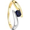 OROVI Anello donna 9Kt Oro Bicolore vero, con uno Zaffiro - Oro Bicolore Gioielli donna - Gioiello Ipoallergenico - Fatto a Mano