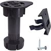 Diforma Set di 16 gambe per mobili in plastica con clip, altezza regolabile, 10 cm, colore: nero