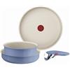 Tefal Ingenio Serenity - Set di 4 pentole con rivestimento antiaderente, manico rimovibile sicuro, design impilabile, Blue Salt, L829S404