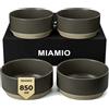 MIAMIO - Set di 4 ciotole/Set di ciotole in ceramica (850 ml) per pasta, ramen, cereali, insalata - Lavabile in lavastoviglie e nel microonde - Collezione Sierra (scuro, Ciotole (4x))