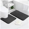 AUAUY Set Tappeti Bagno 2PZ in Microfibra, Tappetino da Bagno Antiscivolo con Forma a U, Bathroom Super Assorbente, Antiscivolo Assorbe Lavabile, Per Vasca da Bathroom o Come WC, Grigio Scuro