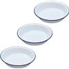 Generic Falcon - Pirofila smaltata in stile vintage shabby chic, bianco con bordo blu, set da 3 (rotonde, 3 x 14 cm)
