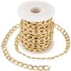 FASHEWELRY, Catena in alluminio a maglia barbazzale da 5 m, 14,5 x 10 x 2 mm, catena a maglie cubane spesse non saldata colore oro, con bobina, per gioielli e collane